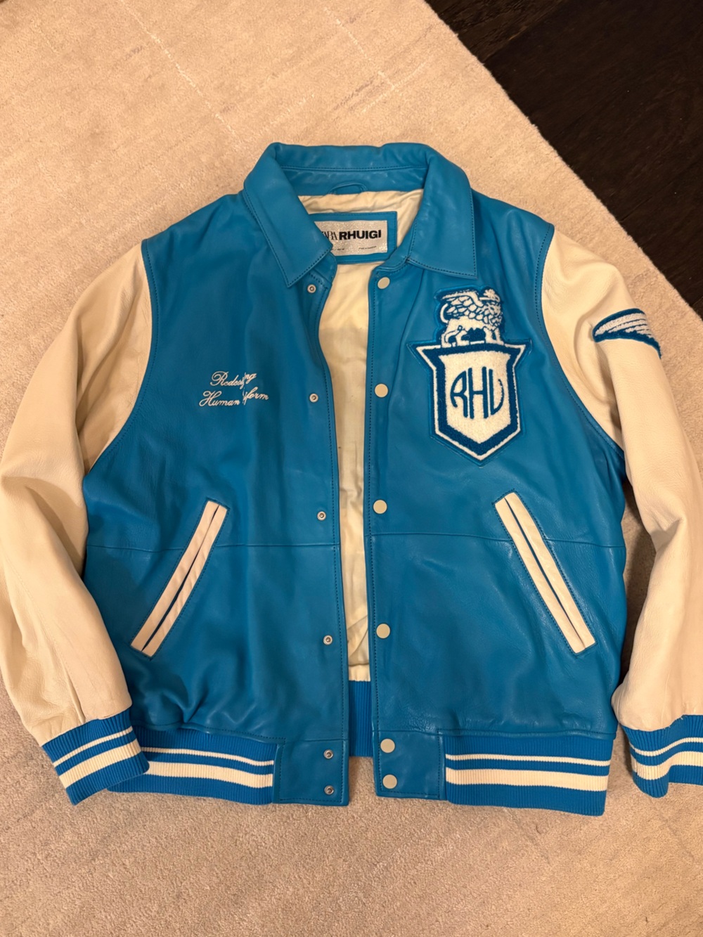Zara x Rhuigi leather varsity jacket